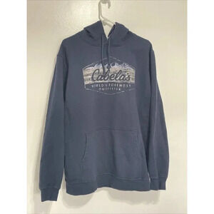 Cabela's Mens Fleece Hoodie Long Sleeve Logo Sweatshirt with Kangaroo Pocket LG